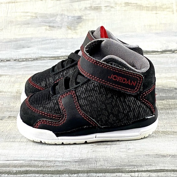 Air Jordan Baby Sneakers High Top Black Red Baby Jordan Basketball Shoe 3c - Picture 3 of 16